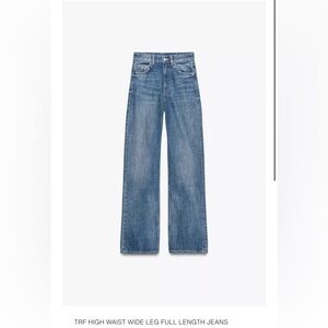 Zara TRF High Waist Wide Leg Full Length Jeans - Blue